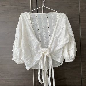Forever 21 Lace Tie Blouse Top